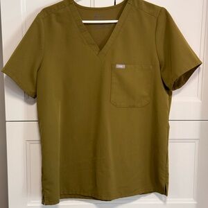 Olive Green V-Neck Scrub Top & Pants FIGS